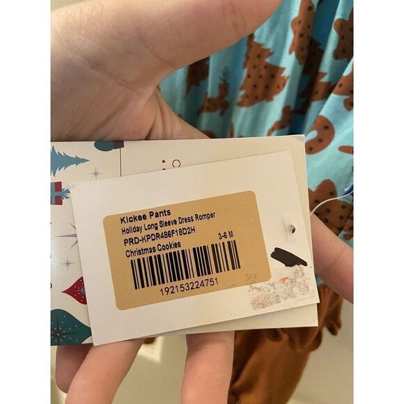 Kickee Pants Holiday Long Sleeve Dress Romper Christmas Cookies Size 3-6 Mos NWT - Picture 8 of 9